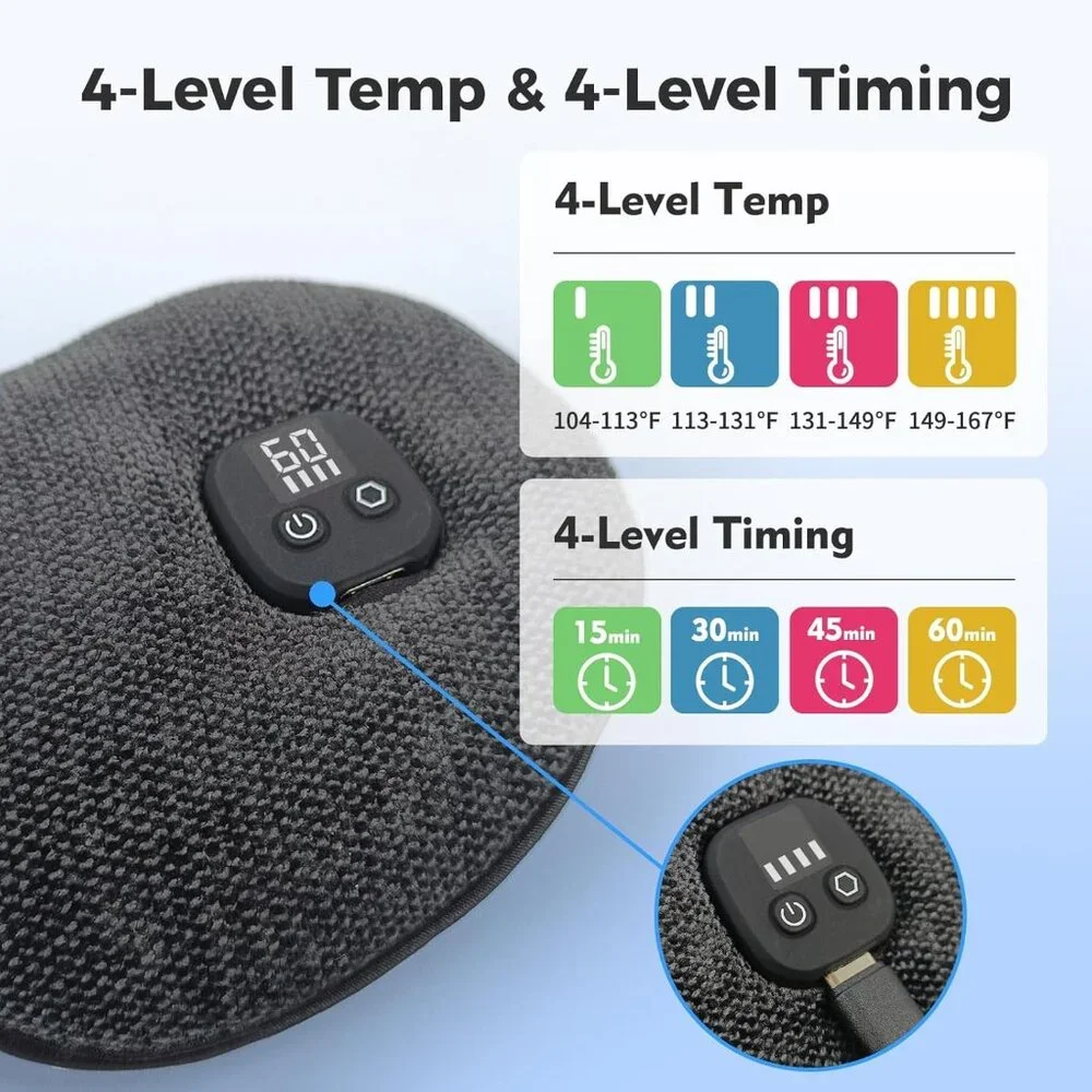 Heated Eye Mask for Dry Eyes, Cordless Warm Eye Compress, 4 Heat Levels NWT - Picture 9 of 9